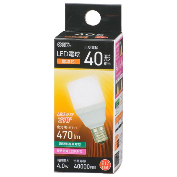 LED�ŵ� T��(����40������/�ŵ忧/470 lm/4.0W/E17/������290��/̩�ķ�����б�/��Ǯ��ܹ�����б�) (LDT4L-G-E17 IS5)