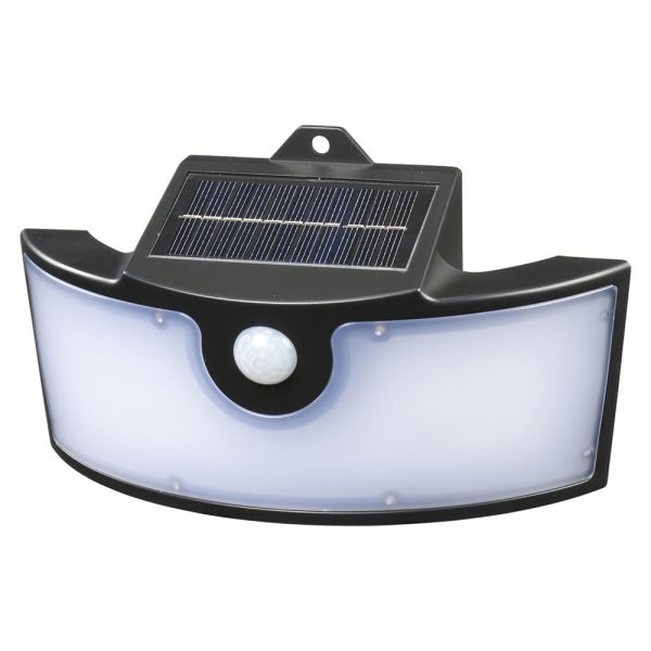 センサーウォールライト(明暗+人感/400lm/ソーラーパネルで充電/広配光/昼光色/保護等級IP65/ブラック) (LT-SSL40DWH2)