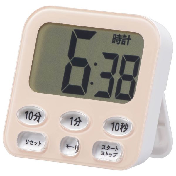 時計付きタイマー(時計機能付/100分計/ガラスドア冷蔵庫対応用吸盤付/単4形×1本使用/ピンク) (COK-T141..