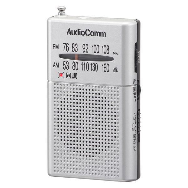 ポケットラジオ(デジタルチューナー/ワイドFM/イヤホン付属/単4形×2本使用/シルバー) (RAD-P380S-S)