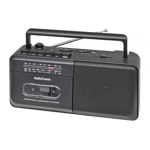 モノラルラジオカセットレコーダ(AMFMSW受信/カセットテープ再生・録音/ワイドFM/2電源方式/単2形×4本使用/ブラック) (RCS-M150N)