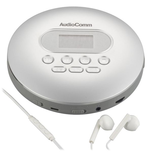 ポータブルCDプレーヤー(AC、DC 2電源/USB給電対応Type-C/単3形×2本使用/リモコン付ステレオイヤホン付..