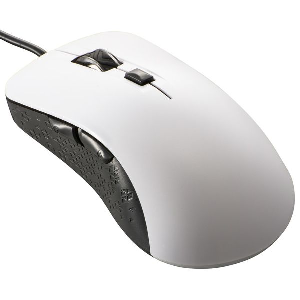 静音ブルーLEDマウス(抗菌/5ボタン/Lサイズ/ケーブル長1.5m/USB Type-A/ホワイト) (PC-SMUBS5L-W)