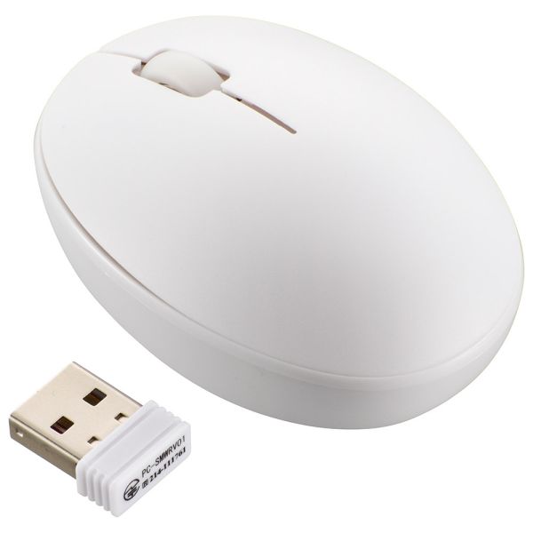 ワイヤレス静音ブルーLEDマウス(抗菌/USB充電式 Type-A/3ボタン/Sサイズ/ホワイト) (PC-SMW01BS3SR-W)