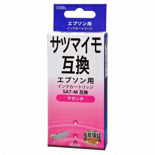 　ギフトサービスについて【メール便(ネコポス)の配送について】※こちらの商品は、4個まで[メール便(ネコポス)]での発送が可能です。※[メール便]での発送をご希望の場合は、注文確認画面にて[配送方法]を[メール便]に変更してください。[配送方法]を変更されてない場合は、[宅配便]での発送となり通常の送料が掛かります。※5個以上となった場合は、[個口数分の送料]もしくは[宅配便での送料]を適用いたします。※[他商品との同梱][代金引換][配達日時指定]でのご注文をお受けできません。※原則ポスト投函となります。通常の[宅配便]と違い配達までのお時間が掛かる場合があります。・商品名: エプソン サツマイモ SAT-M互換インク(マゼンタ×1)・型番: INK-ESAT-M・JANコード: 4971275139534・販売元: (株)オーム電機【特長】●エプソンプリンター用インクカートリッジです●エプソン純正インク サツマイモ マゼンタ (SAT-M)の代わりに使えます●染料マゼンタ●1個入り●プリンター5年間保証対象品【仕様】■ 適合プリンター機種(2023年11月時点)EP-712A、EP-713A、EP-714A、EP-715A、EP-716A、EP-812A、EP-813A、EP-814A、EP-815A、EP-816A【ご注意】※ 適合機種以外はご使用になれません。※ 本品は純正インクを使用しておりません。若干の色の差が発生する場合があります。※製品の仕様は予告なく変更されることがあります。商品特徴一覧【プリンター用インク → エプソン互換インク → サツマイモシリーズ】、INK-ESAT-M、(株)オーム電機、01-3953、4971275139534、通信販売、通販、販売、買う、購入、お店、売っている、ショッピング▼関連商品はこちら。エプソン サツマイモ SAT-BK互換インク(染料ブラック×1) (INK-ESAT-BK)エプソン サツマイモ SAT-C互換インク(シアン×1) (INK-ESAT-C)エプソン サツマイモ SAT-Y互換インク(イエロー×1) (INK-ESAT-Y)エプソン サツマイモ SAT-LC互換インク(ライトシアン×1) (INK-ESAT-LC)エプソン サツマイモ SAT-LM互換インク(ライトマゼンタ×1) (INK-ESAT-LM)エプソン サツマイモ SAT-6CL互換インク(6色パック) (INK-ESAT-6CL)【エプソン サツマイモ SAT-M互換インク(マゼンタ×1) (INK-ESAT-M)】広告文責(有)イースクエアTEL:0120-532-772・商品名: エプソン サツマイモ SAT-M互換インク(マゼンタ×1)・型番: INK-ESAT-M・JANコード: 4971275139534・販売元: (株)オーム電機【特長】●エプソンプリンター用インクカートリッジです●エプソン純正インク サツマイモ マゼンタ (SAT-M)の代わりに使えます●染料マゼンタ●1個入り●プリンター5年間保証対象品【仕様】■ 適合プリンター機種(2023年11月時点)EP-712A、EP-713A、EP-714A、EP-715A、EP-716A、EP-812A、EP-813A、EP-814A、EP-815A、EP-816A【ご注意】※ 適合機種以外はご使用になれません。※ 本品は純正インクを使用しておりません。若干の色の差が発生する場合があります。※製品の仕様は予告なく変更されることがあります。※お客さま都合による、ご注文後の[キャンセル][変更][返品][交換]はお受けできませんのでご注意下さいませ。※当店では、すべての商品で在庫を持っておりません。記載の納期を必ずご確認ください。※ご注文いただいた場合でもメーカーの[在庫切れ][欠品][廃盤]などの理由で、[記載の納期より発送が遅れる][発送できない]場合がございます。その際は、当店よりご連絡させていただきます。あらかじめご了承ください。※リニューアル等により パッケージ、仕様、セット内容 が変更になる場合がございます。予めご了承下さい。※製品の詳細については、メーカーの製品ページをご覧ください。【メール便(ネコポス)の配送について】※こちらの商品は、4個まで[メール便(ネコポス)]での発送が可能です。※[メール便]での発送をご希望の場合は、注文確認画面にて[配送方法]を[メール便]に変更してください。[配送方法]を変更されてない場合は、[宅配便]での発送となり通常の送料が掛かります。※5個以上となった場合は、[個口数分の送料]もしくは[宅配便での送料]を適用いたします。※[他商品との同梱][代金引換][配達日時指定]でのご注文をお受けできません。※原則ポスト投函となります。通常の[宅配便]と違い配達までのお時間が掛かる場合があります。こちらの商品は【お取り寄せ(5〜7営業日以内に発送予定)】となります。あらかじめご了承くださいませ。
