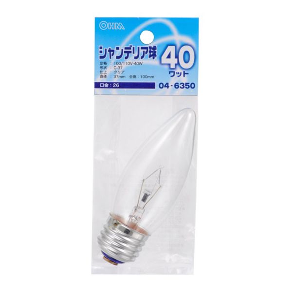シャンデリア球(40W/クリア/C37/E26) (LB-C7640-C)