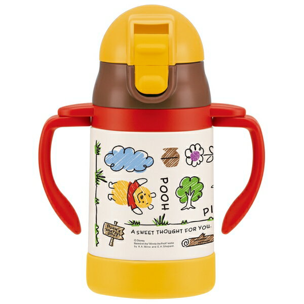 Pooh (スケッチ) 超軽量・コンパクトベビー用両手ストローステンレスマグ