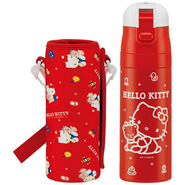 ハローキティ 80's ロック付ワンプッシュダイレクトボトル470ml ウェット生地ボトルカバー付 [キャンセル・変更・返品不可]