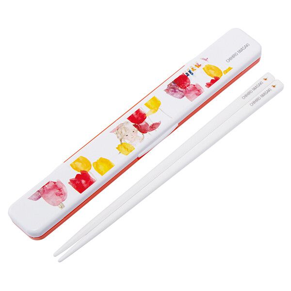 いわさきちひろ チューリップと少女 抗菌 音のならない箸・箸箱セット 箸18cm スケーター