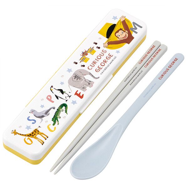 おさるのジョージ ZOO 抗菌 食洗機対応 音のならないコンビセット 箸18cm スケーター