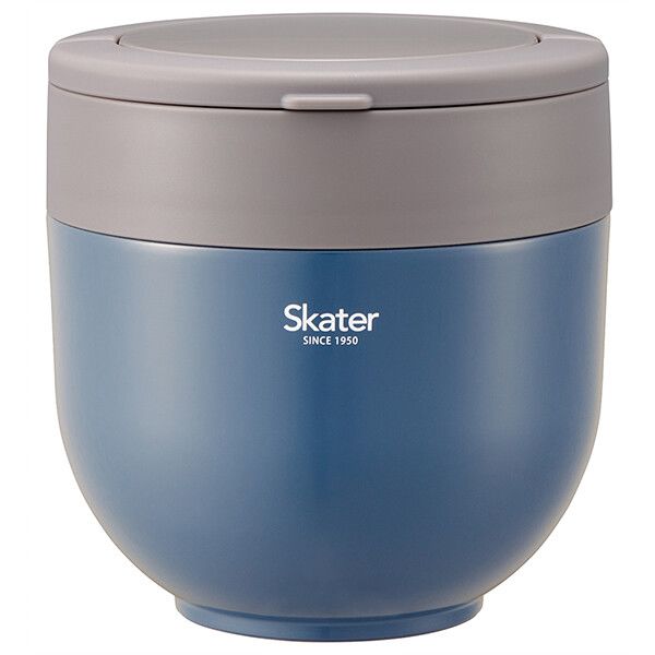 グローバルカラー アッシュブルー 抗菌 折りたたみハンドル付保温保冷丼ランチジャー スケーター