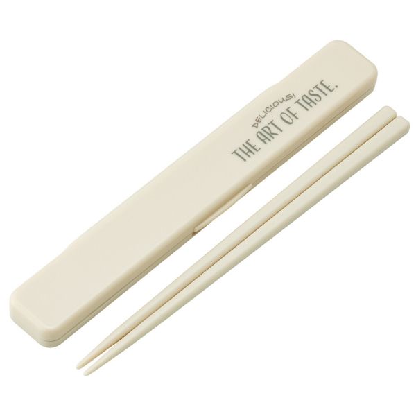 ニュアンスカラー ベージュ 抗菌 音のならない箸・箸箱セット 箸18cm スケーター