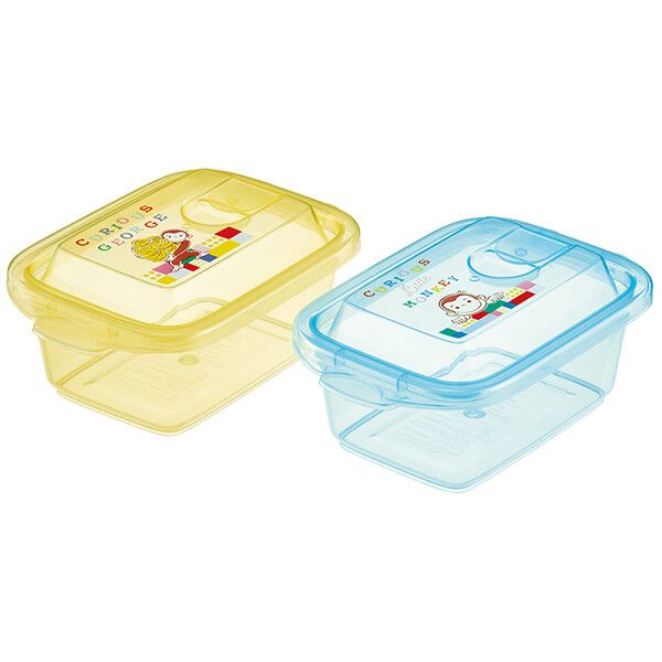 おさるのジョージ ブロック エアー弁付ふわっと保存容器(M) 2個入 スケーター