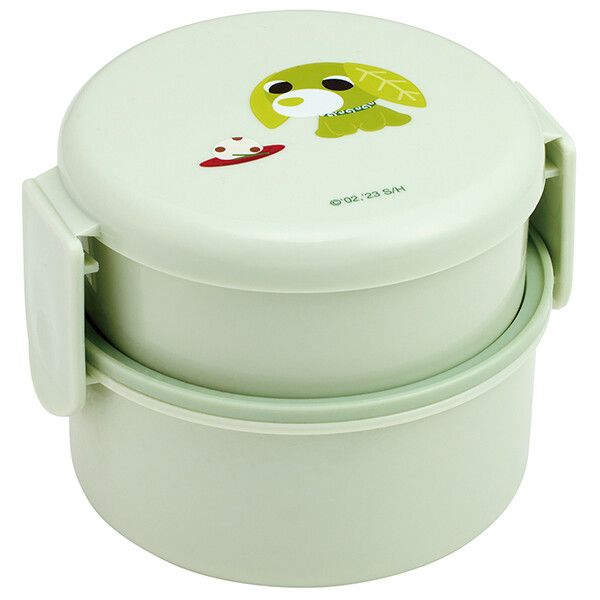 お茶犬 リョク 丸型ランチボックス2段(フォーク付) スケーター