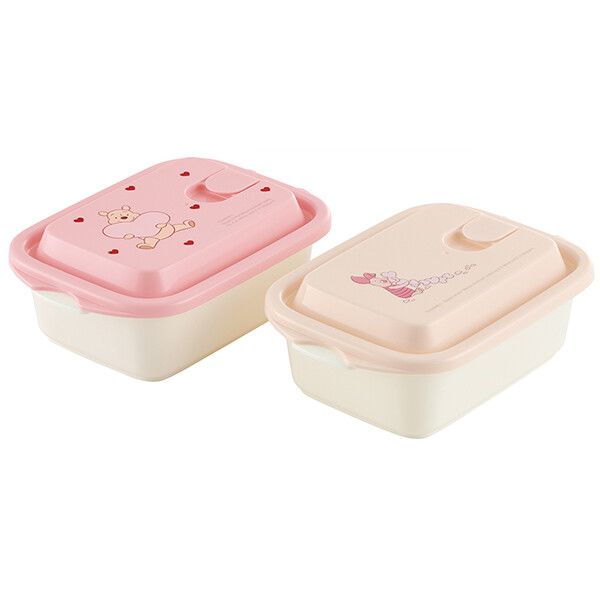 プー/HUG＆HEART エアー弁付ふわっと保存容器(L) 2個入 スケーター