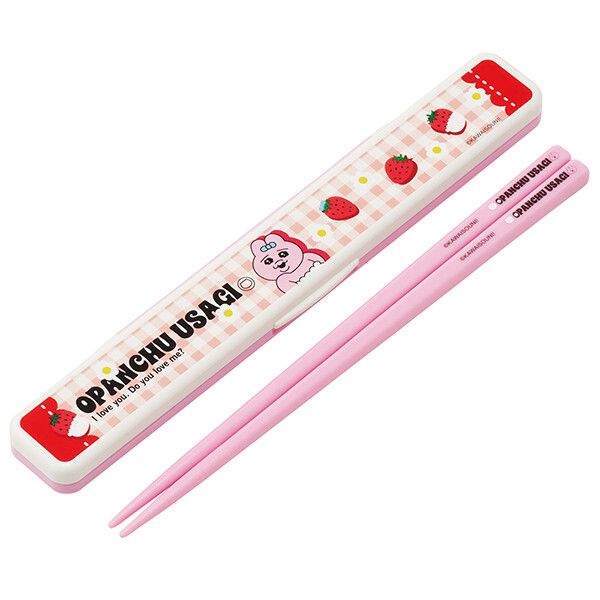 筷子 & 筷子盒 - おぱんちゅうさぎ ストロベリー 音のならない箸・箸箱セット 箸18cm スケーター