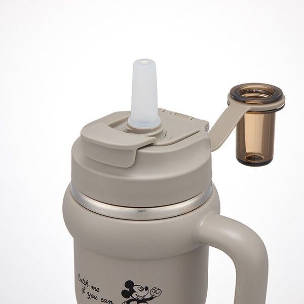 ミッキーマウス シンプルロゴ ハンドル付2WAYストローステンレスタンブラー 570ml ...
