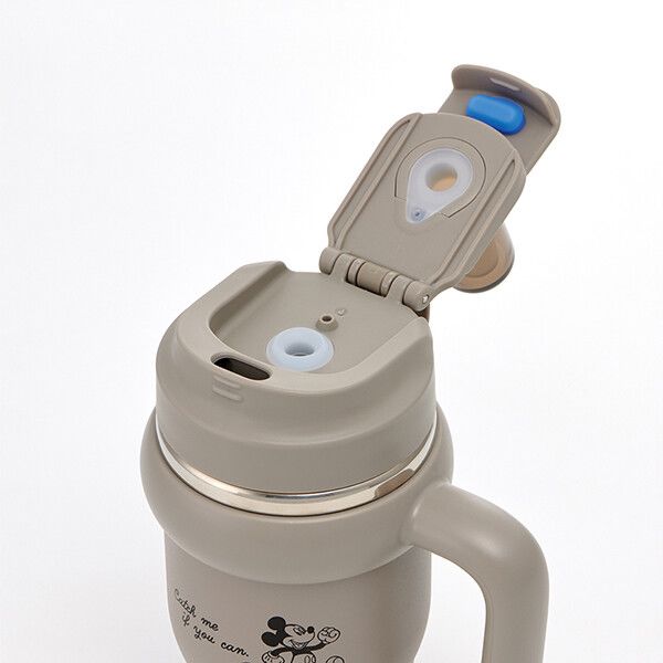 ミッキーマウス シンプルロゴ ハンドル付2WAYストローステンレスタンブラー 570ml ...