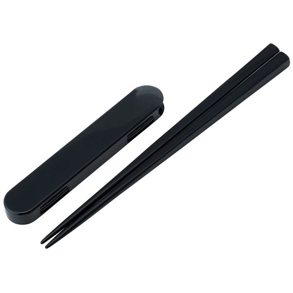 音のならないハーフ箸箱 箸19.5cm スケーター [ブラック]