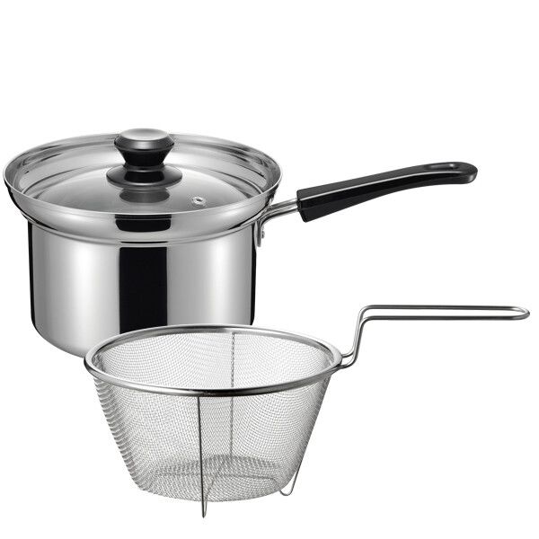 烹味屋 IH対応 片手鍋 18cm ザル付 RB-3255