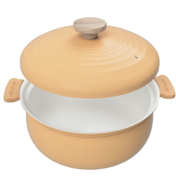 軽いセラミック IH対応 深型卓上鍋 24cm オレンジ RB-3655