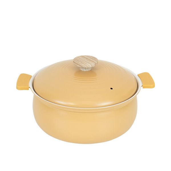 軽いセラミック IH対応 深型卓上鍋 24cm オレンジ RB-3655