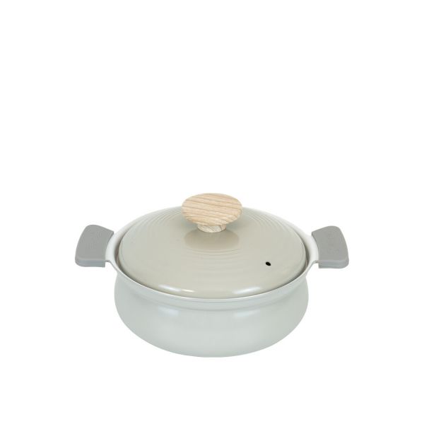 軽いセラミック IH対応 卓上鍋 18cm ライトグレー RB-3651