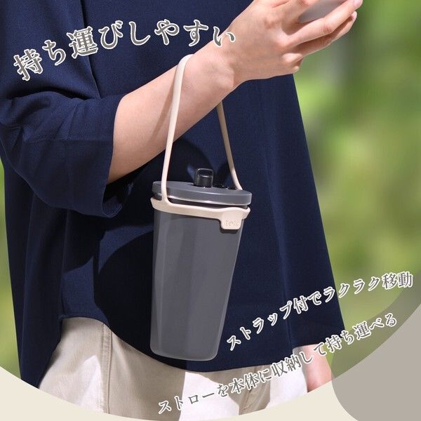 和平フレイズ トート ストロー付2wayタンブラー 570ml チャコール RH-1761
