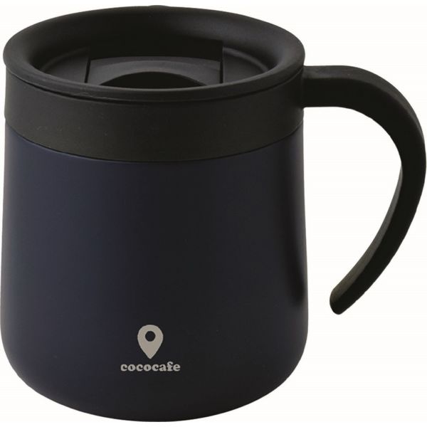 CC-19 cococafe -ココカフェ- 蓋付き真空二重マグカップ 300ml ネイビー