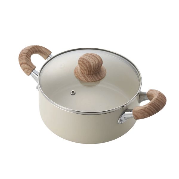 Grinday with(グリンデイ・ウィズ) IH対応 セラミックコーティング両手鍋 20cm ウォームアイボリー NB-47