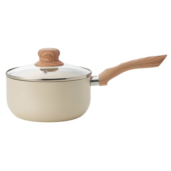 Grinday with(グリンデイ・ウィズ) IH対応 セラミックコーティング片手鍋 18cm ウォームアイボリー NB-46