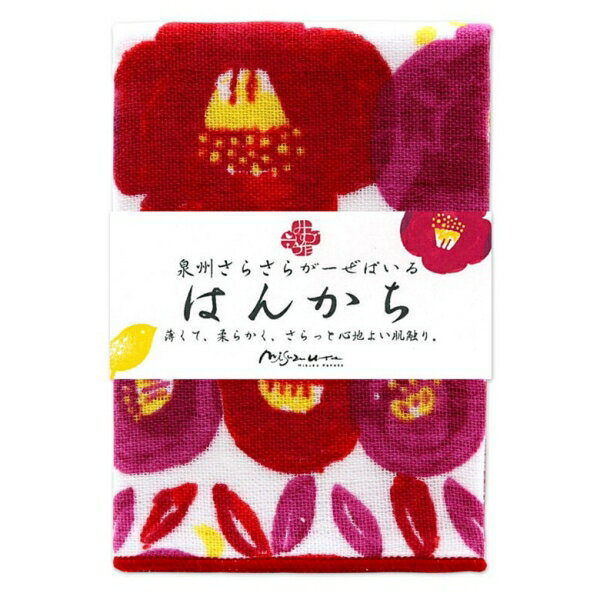 金子みすゞ ハンカチ レディース 泉州ガーゼ ハンカチ/ 郵便局の椿/ 金子みすゞ [日本製] [キャンセル・変更・返品不可]