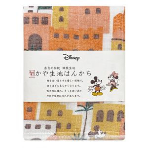 Disney ディズニー かや生地 ハンカチ 『オアシスデート』奈良の 蚊帳生地 使用 [日本製]