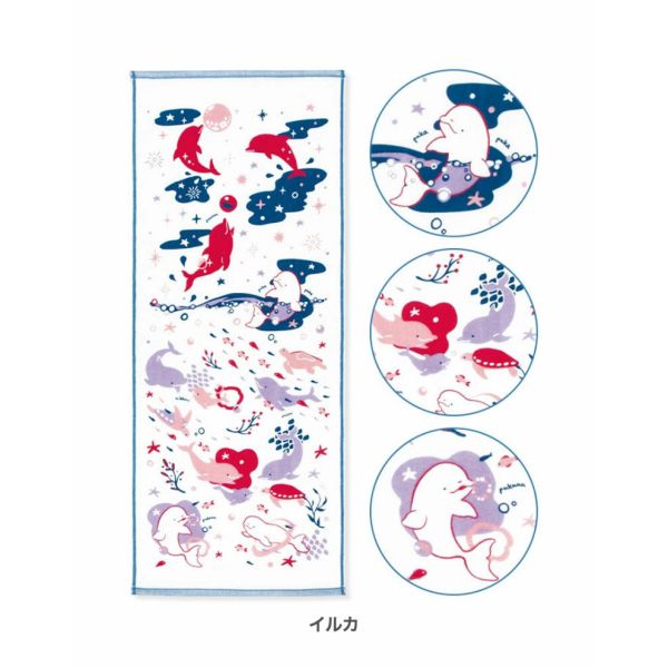 [日本製] Zootto 片面ガーゼ フェイスタオル [イルカ] [キャンセル・変更・返品不可]