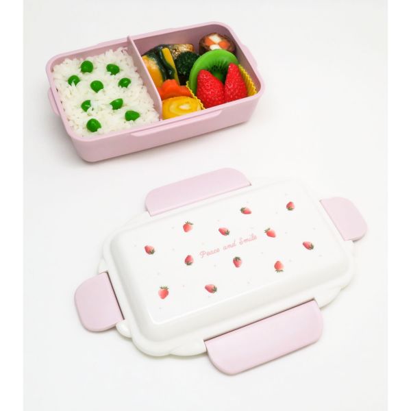 Peace and Smile(いちご柄) 弁当箱 ランチボックス 抗菌(日本製) [キャンセル・変更・返品不可]