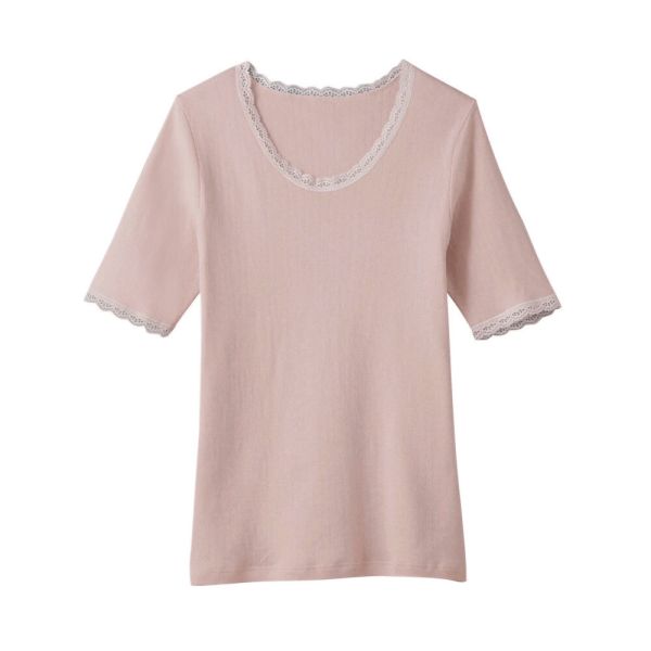 GUNZE(グンゼ) やさしさ物語/やわらか裏起毛 綿100% 背あて付5分袖インナー [全3色×3サイズ] [キャンセル・変更・返品不可]