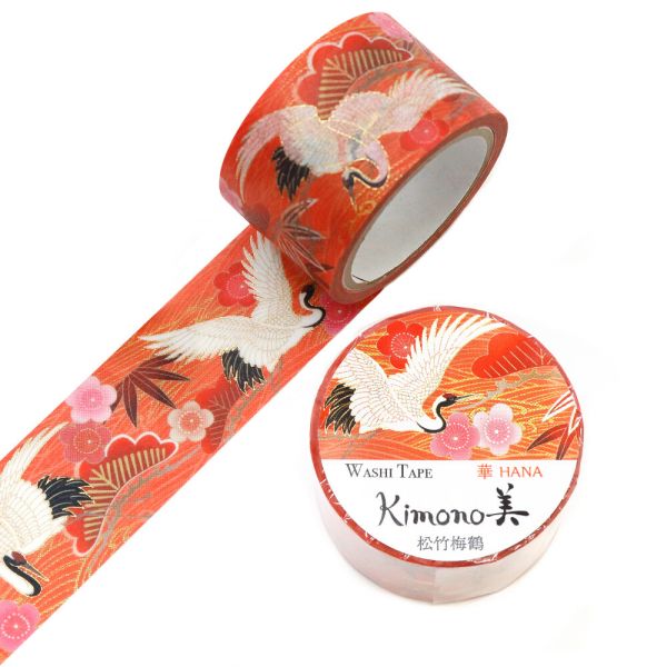 Kimono美 マスキングテープ 松竹梅鶴(しょうちくばいつる) 25mm×5m巻
