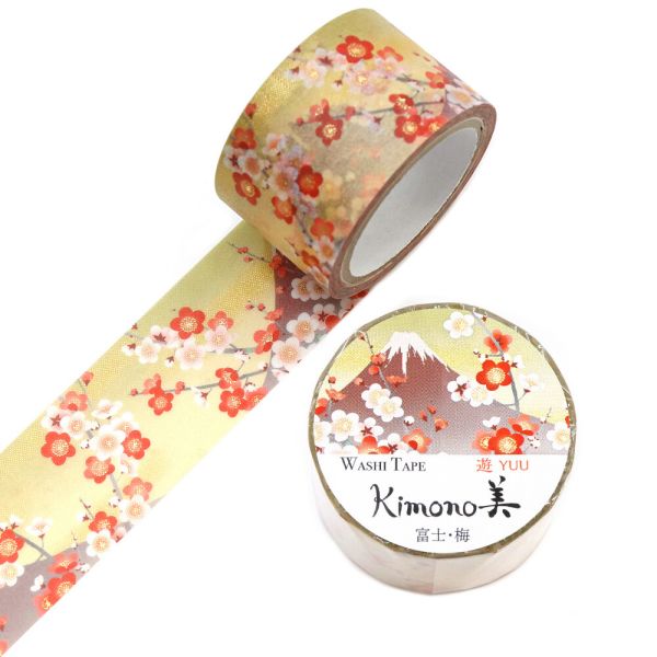 Kimono美 マスキングテープ 富士・梅(ふじ・うめ) 25mm×5m巻