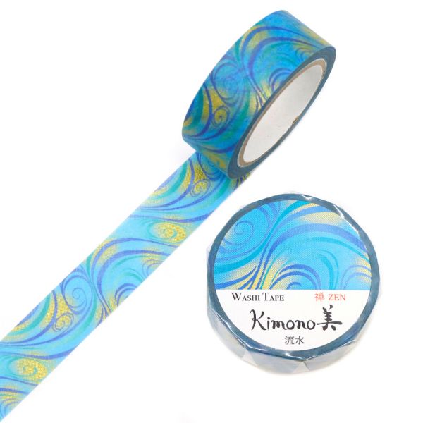 Kimono美 マスキングテープ 流水(りゅうすい) 15mm×7m巻