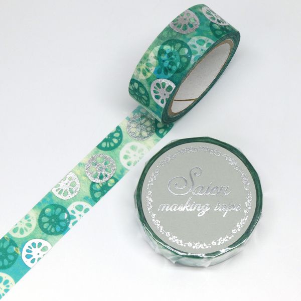 マスキングテープ レンコン 銀箔/15mm×7m巻 幅15mm