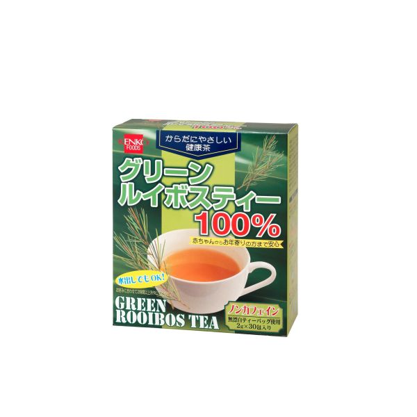 　ギフトサービスについて　楽天国際配送対象店舗 （海外配送）　Rakuten International Shipping一般的なルイボスティーは、紅茶のような色をしています。ルイボスの葉を日本の緑茶と同じように非発酵で製造されたものがグリーンルイボスティーです。ルイボスの葉を低温で乾燥させる非常に特殊な製法のため、生産量が少なく、希少な茶葉とされています。ノンカフェインですのでお子様からご年配の方でも幅広くお召し上がりいただけます。緑茶が好きだけどカフェインが気になるという方にもおすすめです。また本品は、水出しでもお飲み頂けますので、お好みに合わせてお楽しみください。■ブランド名: 健康フーズ■内容量: 内容量:60g(2g×30包)商品サイズ:50mm×120mm×135mm 重量102g■原材料:グリーンルイボス(南アフリカ共和国産)■規格補足:栄養成分(100g当り)エネルギー:7.62kcalたんぱく質:0.14g脂質:0.03g炭水化物:1.69g食塩相当量:0.02g■保存方法:常温商品特徴一覧健康フーズ、ティー、100%、グリーンルイボス、2636C-07B1、健康フーズ、食品・菓子・飲料・酒 → 飲料 → 紅茶・お茶 → 紅茶 → ティーバッグ、4973044011607、通信販売、通販、販売、買う、購入、お店、売っている、ショッピング【グリーンルイボスティー 100% 単品】広告文責(有)イースクエアTEL:0120-532-772一般的なルイボスティーは、紅茶のような色をしています。ルイボスの葉を日本の緑茶と同じように非発酵で製造されたものがグリーンルイボスティーです。ルイボスの葉を低温で乾燥させる非常に特殊な製法のため、生産量が少なく、希少な茶葉とされています。ノンカフェインですのでお子様からご年配の方でも幅広くお召し上がりいただけます。緑茶が好きだけどカフェインが気になるという方にもおすすめです。また本品は、水出しでもお飲み頂けますので、お好みに合わせてお楽しみください。■ブランド名: 健康フーズ■内容量: 内容量:60g(2g×30包)商品サイズ:50mm×120mm×135mm 重量102g■原材料:グリーンルイボス(南アフリカ共和国産)■規格補足:栄養成分(100g当り)エネルギー:7.62kcalたんぱく質:0.14g脂質:0.03g炭水化物:1.69g食塩相当量:0.02g■保存方法:常温※お客さま都合による、ご注文後の[キャンセル][変更][返品][交換]はお受けできませんのでご注意下さいませ。※当店では、すべての商品で在庫を持っておりません。記載の納期を必ずご確認ください。※ご注文いただいた場合でもメーカーの[在庫切れ][欠品][廃盤]などの理由で、[記載の納期より発送が遅れる][発送できない]場合がございます。その際は、当店よりご連絡させていただきます。あらかじめご了承ください。※リニューアル等により パッケージ、仕様、セット内容 が変更になる場合がございます。予めご了承下さい。こちらの商品は【お取り寄せ(14営業日以内に発送予定)】となります。あらかじめご了承くださいませ。