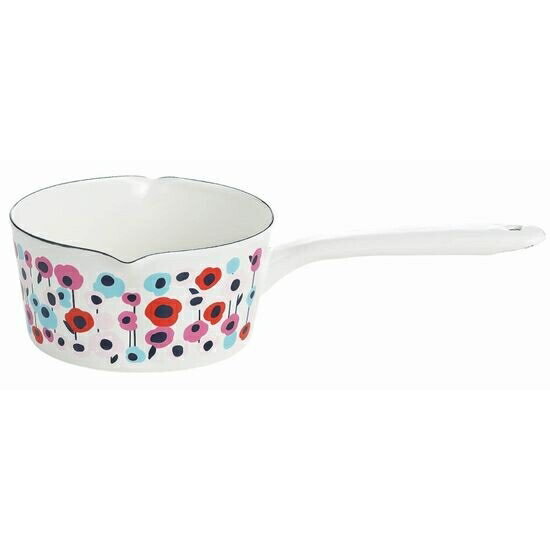 プルーン(plune) IHホーロー製ミルクパン15cm もこもこお花 YJM-102 日本製 [キャンセル・変更・返品不可]