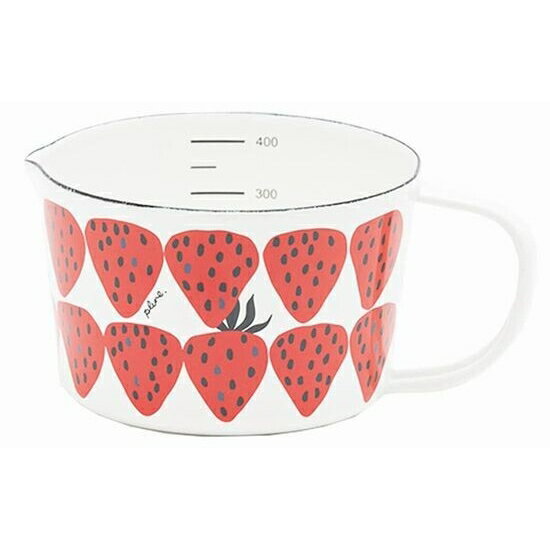 プルーン(plune) ホーロー製メジャーカップ450ml あかいちご MC-603 日本製 [キャンセル・変更・返品不可]