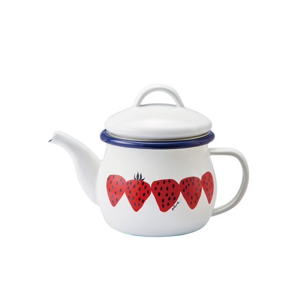 プルーン(plune) ホーローティーポット あかいちご PTP-601 日本製 [キャンセル・変更・返品不可]