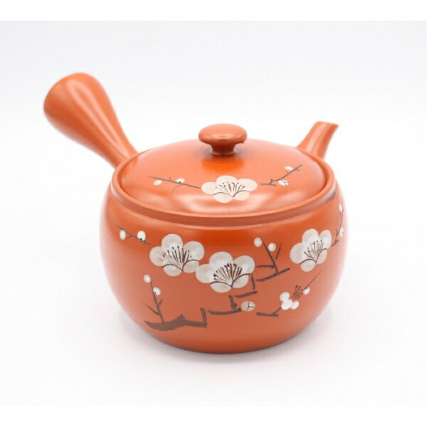 常滑焼 朱泥白梅 急須 日本製 made in Japan [キャンセル・変更・返品不可]