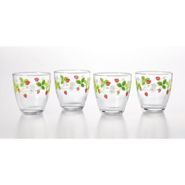 デコールライン フリーグラス4個セット (ストロベリー柄) [キャンセル・変更・返品不可]