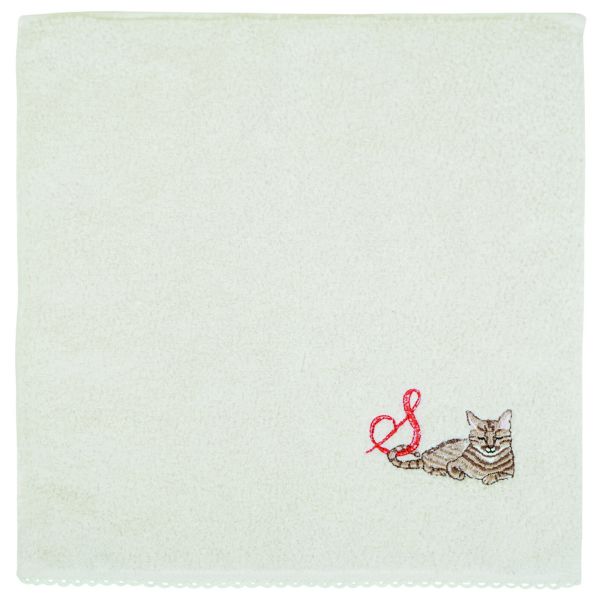 猫イニシャルハンカチ Komichi Neko S
