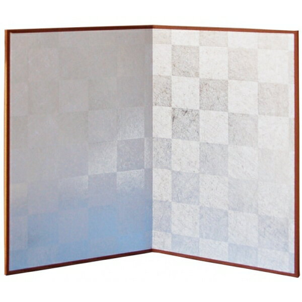 二曲屏風 銀市松 半紙版 24.3x33.4cm [キャンセル・変更・返品不可]