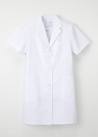 [ナガイレーベン] 女子シングル半袖診察衣 (KEX-5132) [ホワイト]