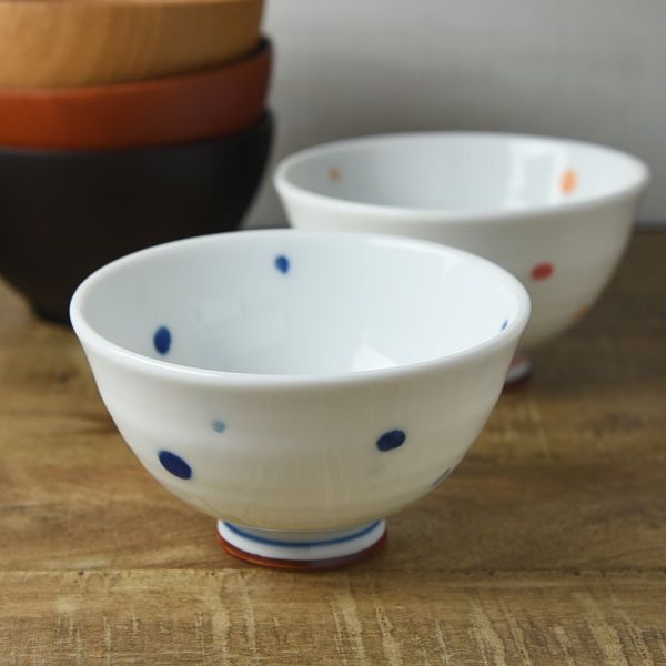 11cmうすかるドット軽量茶碗 青 [キャンセル・変更・返品不可]